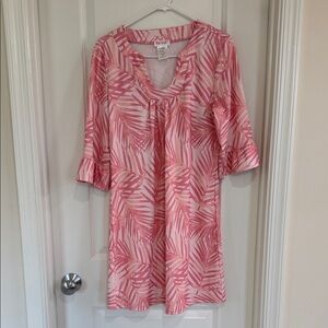 DONATING SOON!  Pink Palm-Print Women’s Dress